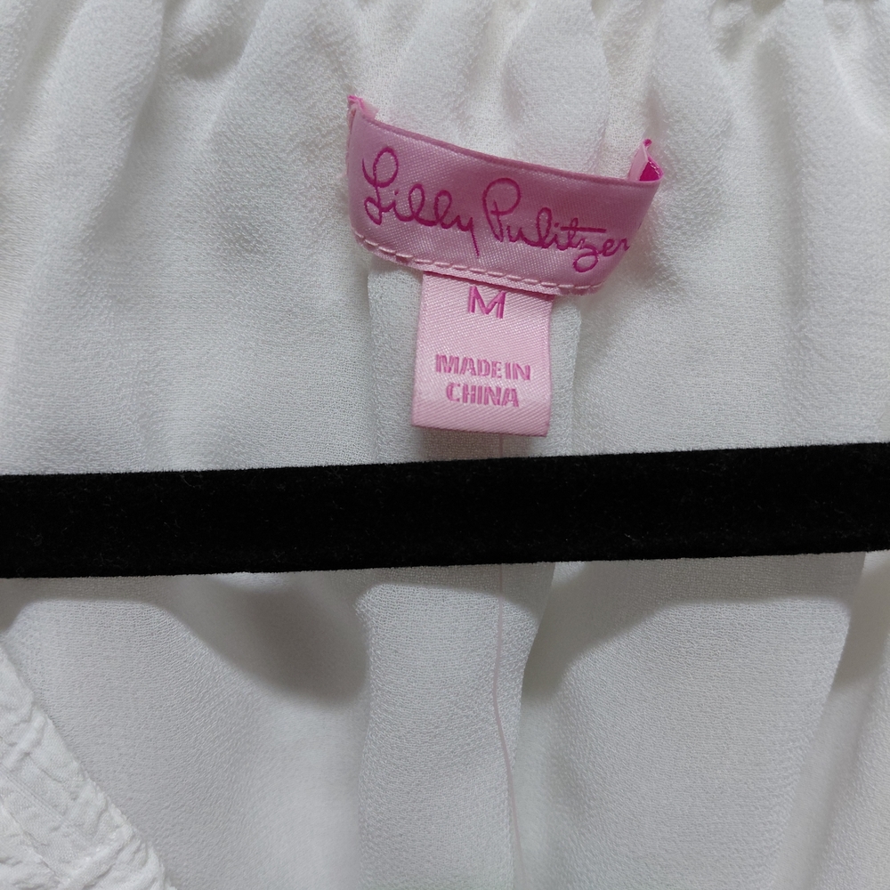 Lilly Pulitzer White Dress with Pink Label and Black Trim - Picture 5 of 11